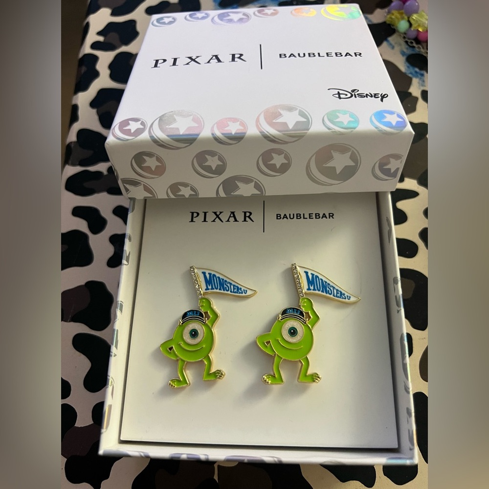 Disney Pixar Baublebar Monsters Inc. MIKE earrings NWB - Picture 4 of 5